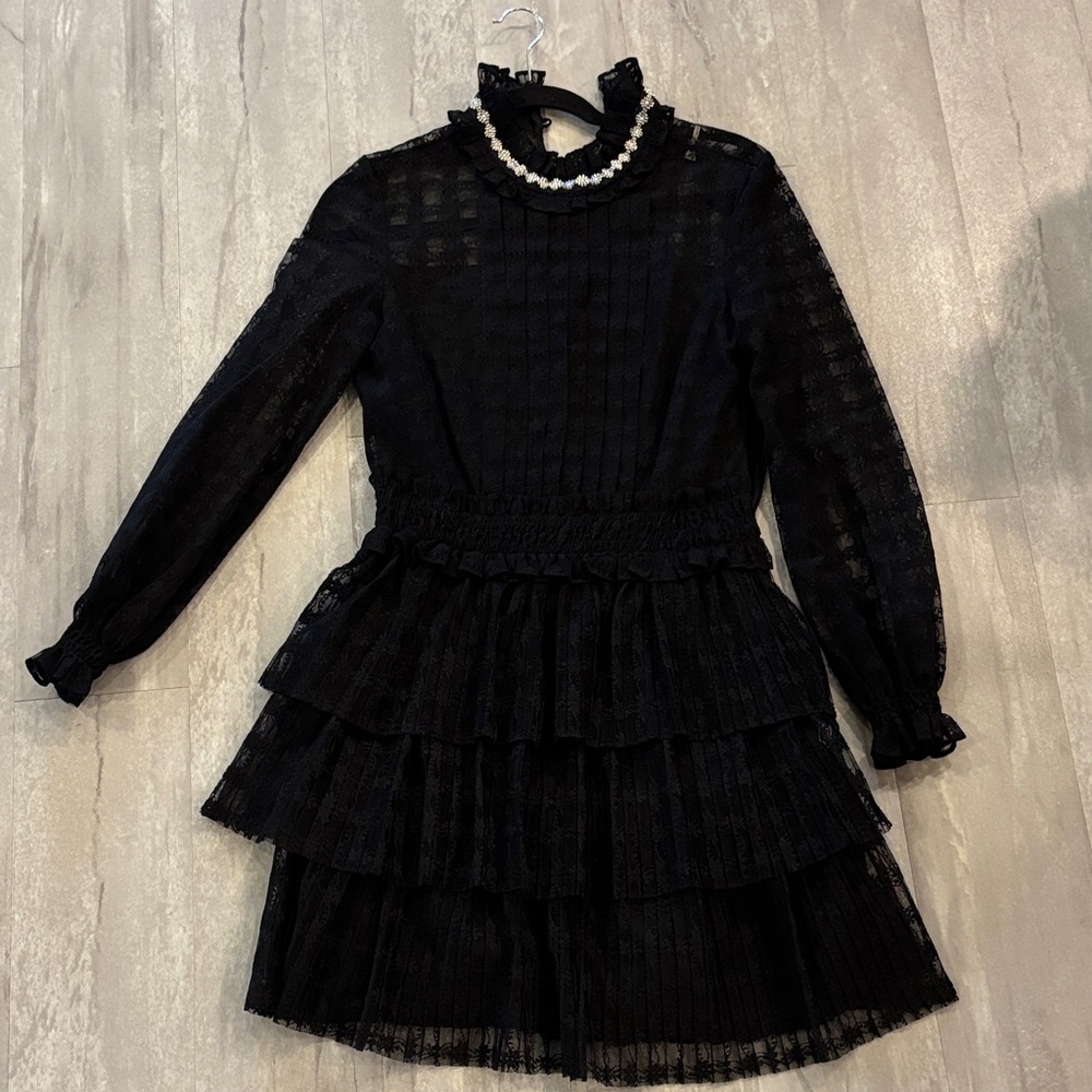 Chic Black Ruffled Midi Dress